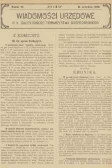 Wiadomości Urzędowe c. k. Galicyjskiego Towarzystwa Gospodarskiego. 1908, nr 37
