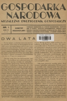 Gospodarka Narodowa : niezależny dwutygodnik gospodarczy. R.3, 1933, nr 1