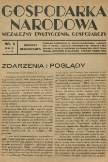Gospodarka Narodowa : niezależny dwutygodnik gospodarczy. R.3, 1933, nr 3
