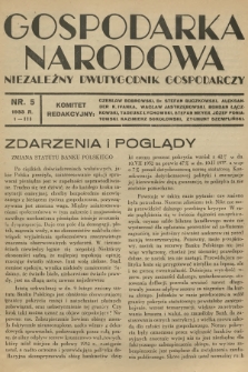 Gospodarka Narodowa : niezależny dwutygodnik gospodarczy. R.3, 1933, nr 5