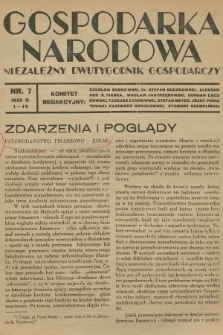 Gospodarka Narodowa : niezależny dwutygodnik gospodarczy. R.3, 1933, nr 7