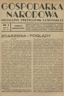 Gospodarka Narodowa : niezależny dwutygodnik gospodarczy. R.3, 1933, nr 8