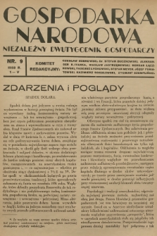 Gospodarka Narodowa : niezależny dwutygodnik gospodarczy. R.3, 1933, nr 9