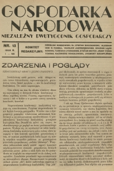 Gospodarka Narodowa : niezależny dwutygodnik gospodarczy. R.3, 1933, nr 13