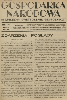 Gospodarka Narodowa : niezależny dwutygodnik gospodarczy. R.3, 1933, nr 14