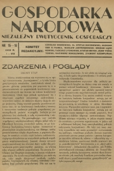 Gospodarka Narodowa : niezależny dwutygodnik gospodarczy. R.3, 1933, nr 15-16