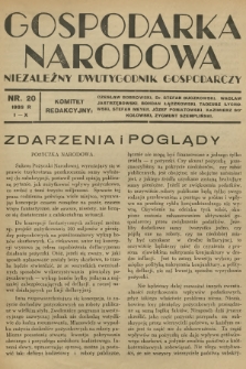 Gospodarka Narodowa : niezależny dwutygodnik gospodarczy. R.3, 1933, nr 20