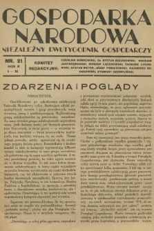 Gospodarka Narodowa : niezależny dwutygodnik gospodarczy. R.3, 1933, nr 21