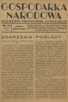 Gospodarka Narodowa : niezależny dwutygodnik gospodarczy. R.3, 1933, nr 23