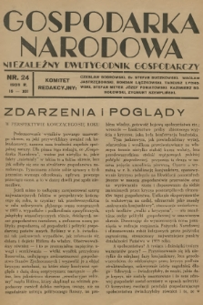 Gospodarka Narodowa : niezależny dwutygodnik gospodarczy. R.3, 1933, nr 24