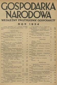 Gospodarka Narodowa. R.4, 1934, Spis treści na rok 1934