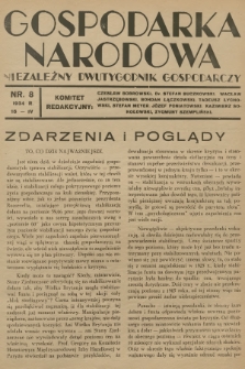 Gospodarka Narodowa : niezależny dwutygodnik gospodarczy. R.4, 1934, nr 8