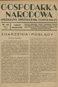 Gospodarka Narodowa : niezależny dwutygodnik gospodarczy. R.4, 1934, nr 23