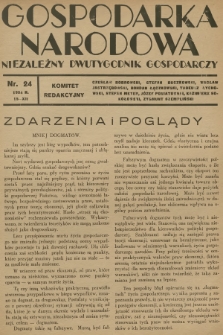 Gospodarka Narodowa : niezależny dwutygodnik gospodarczy. R.4, 1934, nr 24