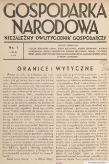 Gospodarka Narodowa : niezależny dwutygodnik gospodarczy. R.5, 1935, nr 1