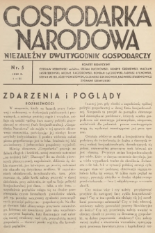 Gospodarka Narodowa : niezależny dwutygodnik gospodarczy. R.5, 1935, nr 5