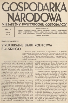 Gospodarka Narodowa : niezależny dwutygodnik gospodarczy. R.5, 1935, nr 7
