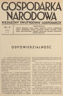 Gospodarka Narodowa : niezależny dwutygodnik gospodarczy. R.5, 1935, nr 11