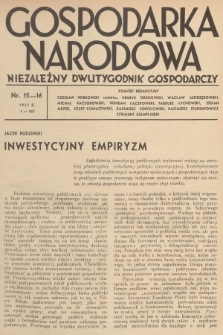 Gospodarka Narodowa : niezależny dwutygodnik gospodarczy. R.5, 1935, nr 15