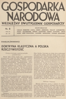 Gospodarka Narodowa : niezależny dwutygodnik gospodarczy. R.6, 1936, nr 8
