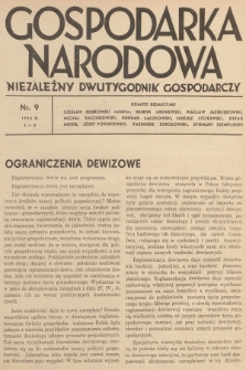 Gospodarka Narodowa : niezależny dwutygodnik gospodarczy. R.6, 1936, nr 9