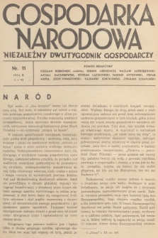Gospodarka Narodowa : niezależny dwutygodnik gospodarczy. R.6, 1936, nr 11