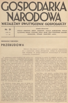 Gospodarka Narodowa : niezależny dwutygodnik gospodarczy. R.6, 1936, nr 21