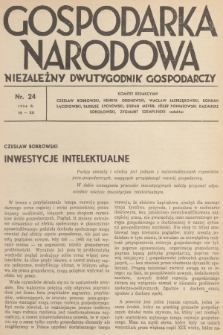 Gospodarka Narodowa : niezależny dwutygodnik gospodarczy. R.6, 1936, nr 24