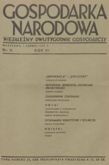 Gospodarka Narodowa : niezależny dwutygodnik gospodarczy. R.7, 1937, nr 11
