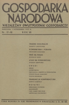 Gospodarka Narodowa : niezależny dwutygodnik gospodarczy. R.7, 1937, nr 17-18