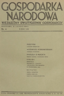 Gospodarka Narodowa : niezależny dwutygodnik gospodarczy. R.8, 1938, nr 4