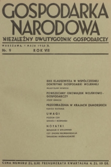 Gospodarka Narodowa : niezależny dwutygodnik gospodarczy. R.8, 1938, nr 9