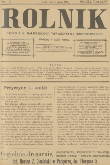 Rolnik : organ c. k. Galicyjskiego Towarzystwa Gospodarskiego. R.40, T.75, 1908, nr 10