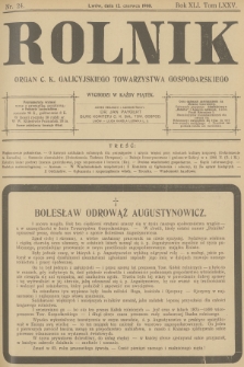 Rolnik : organ c. k. Galicyjskiego Towarzystwa Gospodarskiego. R.40, T.75, 1908, nr 24