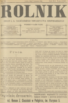 Rolnik : organ c. k. Galicyjskiego Towarzystwa Gospodarskiego. R.40, T.76, 1908, nr 32