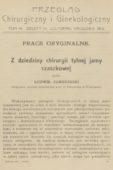 Przegląd Chirurgiczny i Ginekologiczny. T.9, 1913, Zeszyt 3
