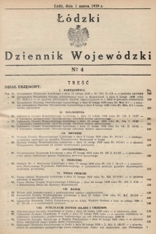 Łódzki Dziennik Wojewódzki. 1939, nr 4