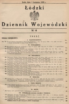 Łódzki Dziennik Wojewódzki. 1939, nr 6