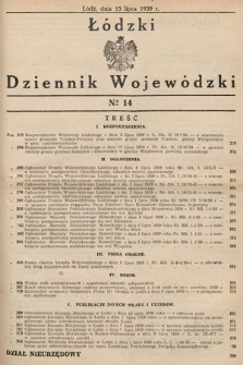 Łódzki Dziennik Wojewódzki. 1939, nr 14