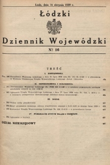 Łódzki Dziennik Wojewódzki. 1939, nr 16