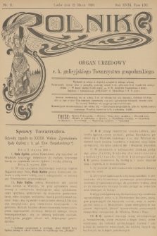 Rolnik : organ urzędowy c. k. galicyjskiego Towarzystwa gospodarskiego. R.31, T.61, 1898, nr 11