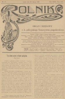 Rolnik : organ urzędowy c. k. galicyjskiego Towarzystwa gospodarskiego. R.31, T.61, 1898, nr 13