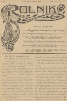 Rolnik : organ urzędowy c. k. galicyjskiego Towarzystwa gospodarskiego. R.31, T.61, 1898, nr 14