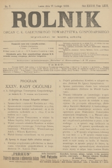 Rolnik : organ urzędowy c. k. galicyjskiego Towarzystwa gospodarskiego. R.33, T.63, 1900, nr 7