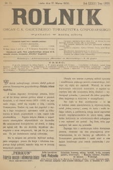 Rolnik : organ urzędowy c. k. galicyjskiego Towarzystwa gospodarskiego. R.33, T.63, 1900, nr 11