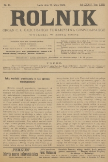 Rolnik : organ urzędowy c. k. galicyjskiego Towarzystwa gospodarskiego. R.33, T.63, 1900, nr 19