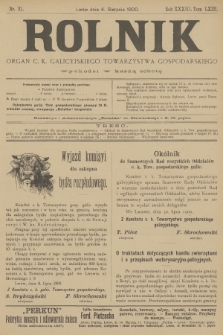 Rolnik : organ urzędowy c. k. galicyjskiego Towarzystwa gospodarskiego. R.33, T.63, 1900, nr 31