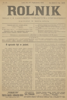 Rolnik : organ urzędowy c. k. galicyjskiego Towarzystwa gospodarskiego. R.33, T.63, 1900, nr 43