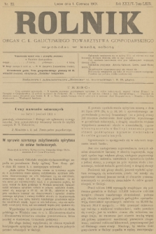Rolnik : organ c. k. galicyjskiego Towarzystwa gospodarskiego. R.34, T.64, 1901, nr 22