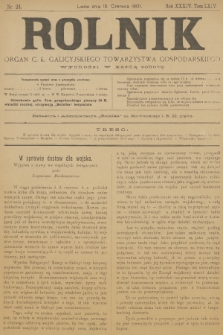 Rolnik : organ c. k. galicyjskiego Towarzystwa gospodarskiego. R.34, T.64, 1901, nr 24